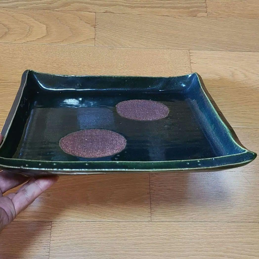 食器・グラス・カトラリー レア 織部釉 四方皿 荒木高子作家 直径 28
